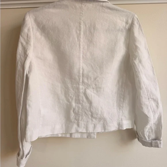 Madewell Women's Double-Breasted Crop Blazer in 100% Linen Salt Size 2 - Picture 7 of 10